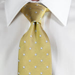 Yellow Twill with White Spots Woven Silk Tie